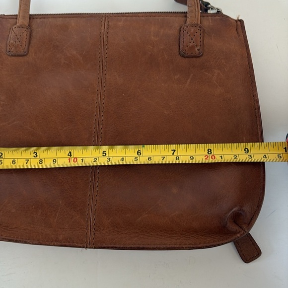 Fossil brown leather purse crossbody thin strap w zipper wallet compartment - Picture 12 of 16